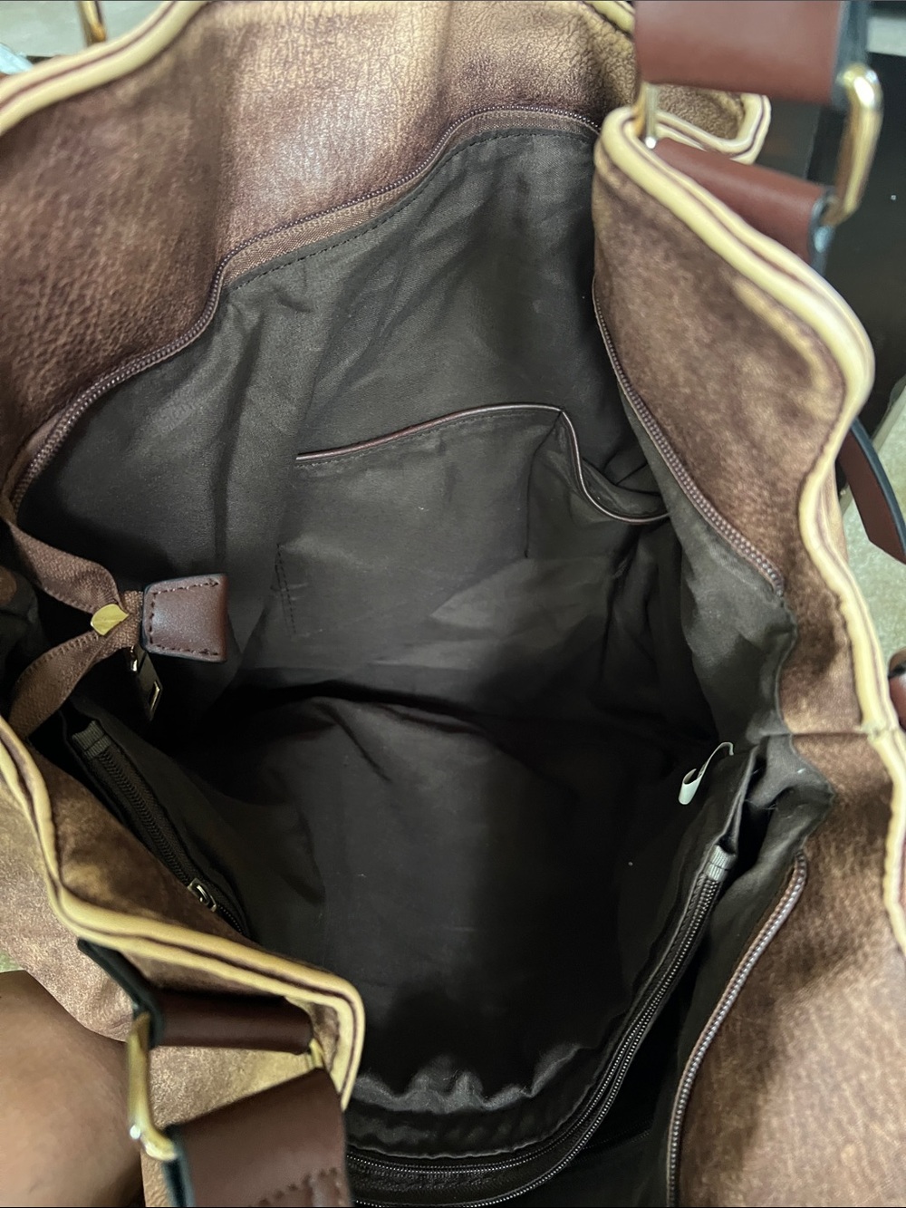 Brown Distressed Leather Hobo Tote - Picture 3 of 4